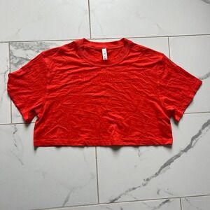 Lululemon all yours logo graphic crop top orange color size 6